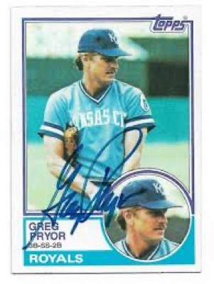 Greg Pryor's Kansas City Royals baseball card